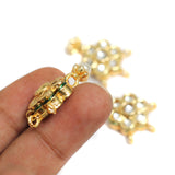 4 Pcs Kundan Spacer Connectors Golden 30x20mm