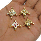 10 Pcs Kundan Spacer Connectors Golden 22x20mm