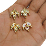 10 Pcs Kundan Spacer Connectors Golden 21x15mm
