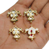 4 Pcs Kundan Spacer Connectors Golden 26x23