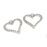 10 Pcs AD Heart Charms Silver 22x22mm