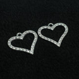 10 Pcs AD Heart Charms Silver 22x22mm