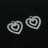 10 Pcs AD Heart Charms Silver 18x16mm