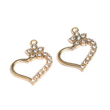 10 Pcs AD Heart Charms Golden 27x21mm