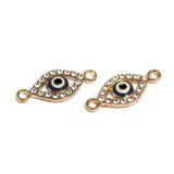10 Pcs AD Evil Eye Connectors Golden 10x23mm