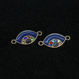10 Pcs AD Evil Eye Connectors Blue 10x20mm