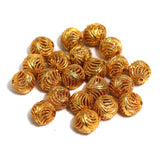 25 Pcs 10mm Brass Round Golden Beads