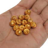 25 Pcs 10mm Brass Round Golden Beads