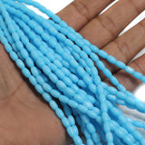 12 Strings 6x4mm Fire Polish Glass Beads Sky Blue