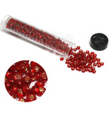 240 Pcs, 5mm Preciosa Seed Beads Silver Line Red 4`0