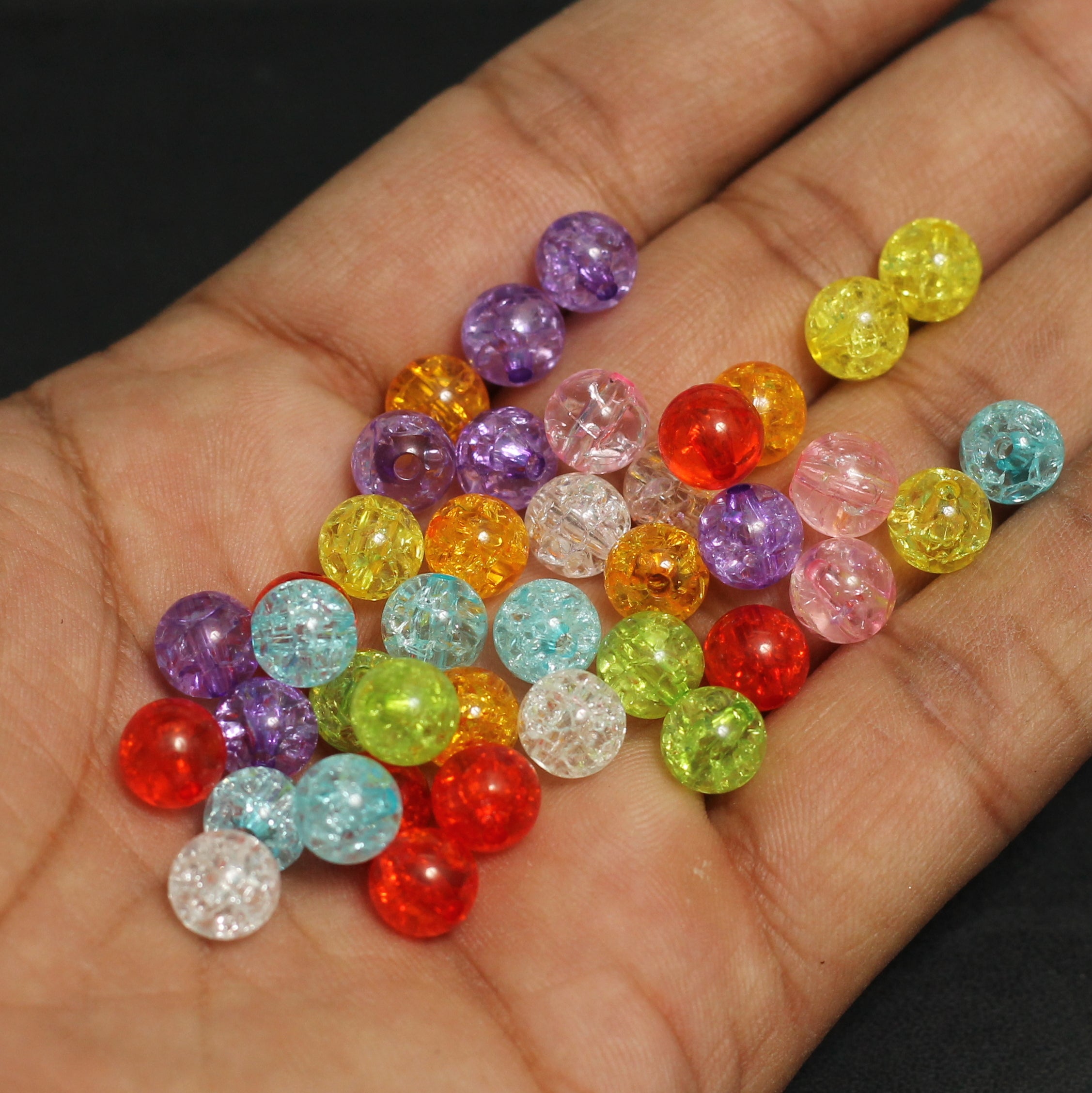 8mm Crystal Glass Beads Lot, Glass Bracelet Findings
