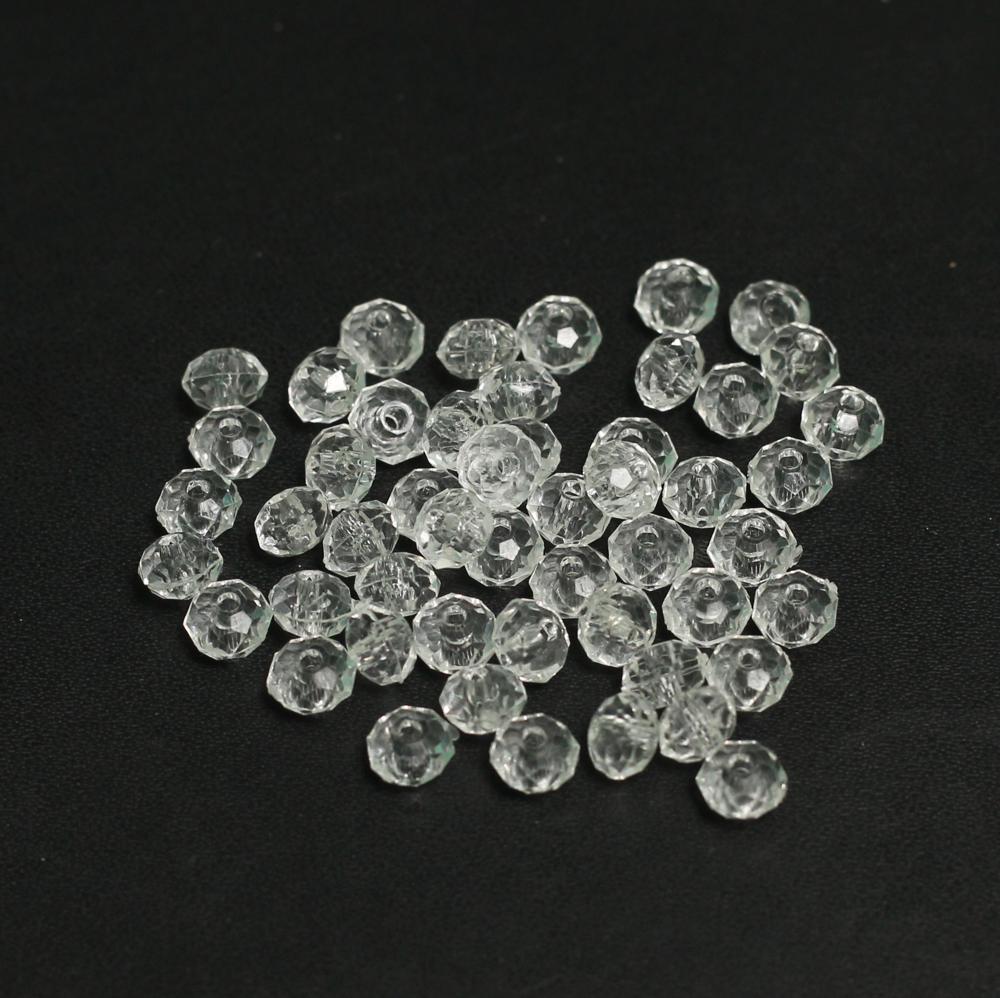 200 Pcs 6x4mm Clear Faceted Acrylic Round Beads