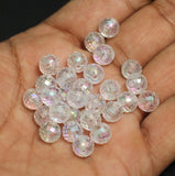 100 Pcs 7mm Clear Faceted Acrylic Round Beads