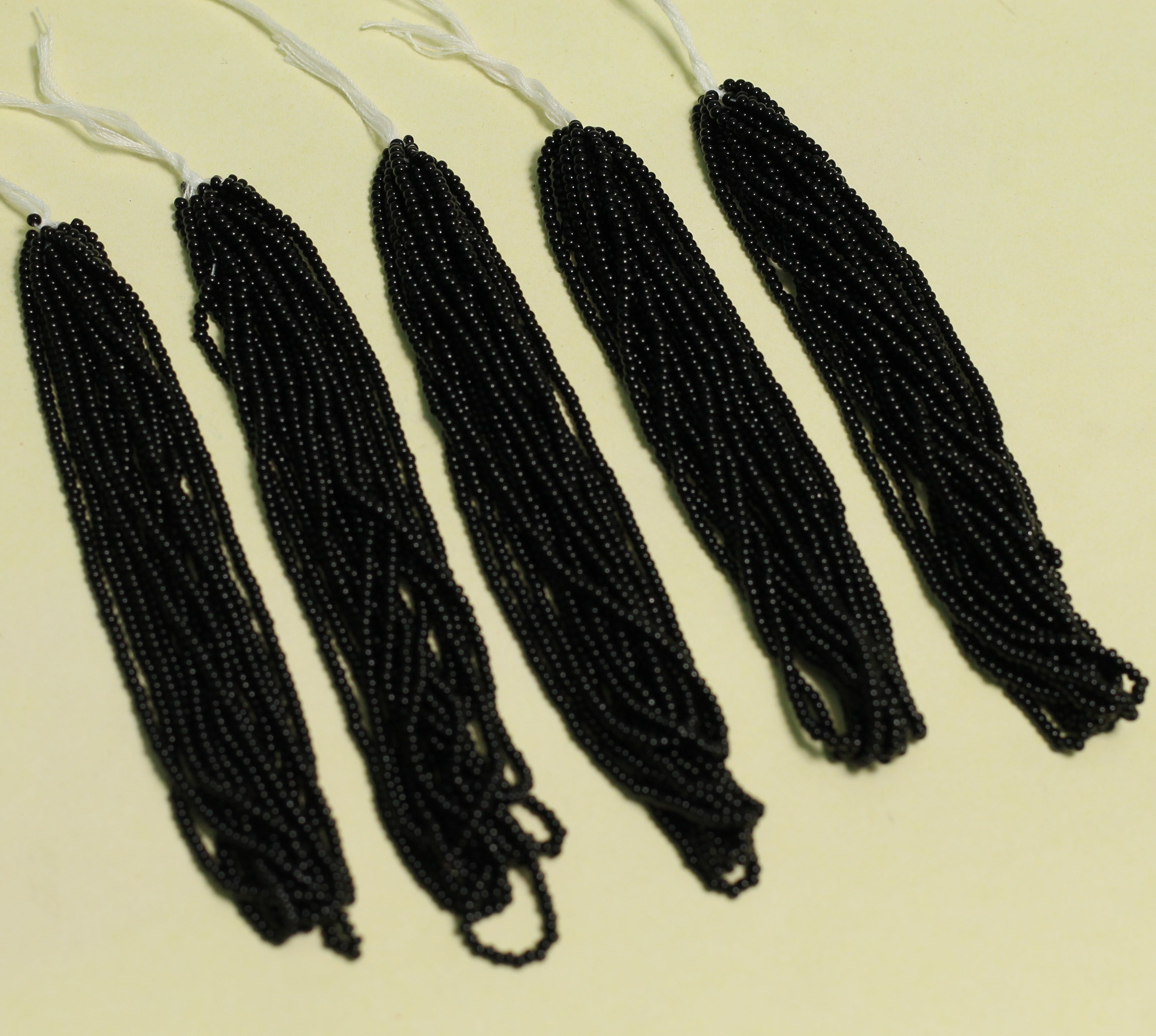 5 Bunch of Preciosa Seed Bead Strings Opaque Black