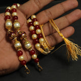 Designer Meenakari Beaded Necklace Dori Red