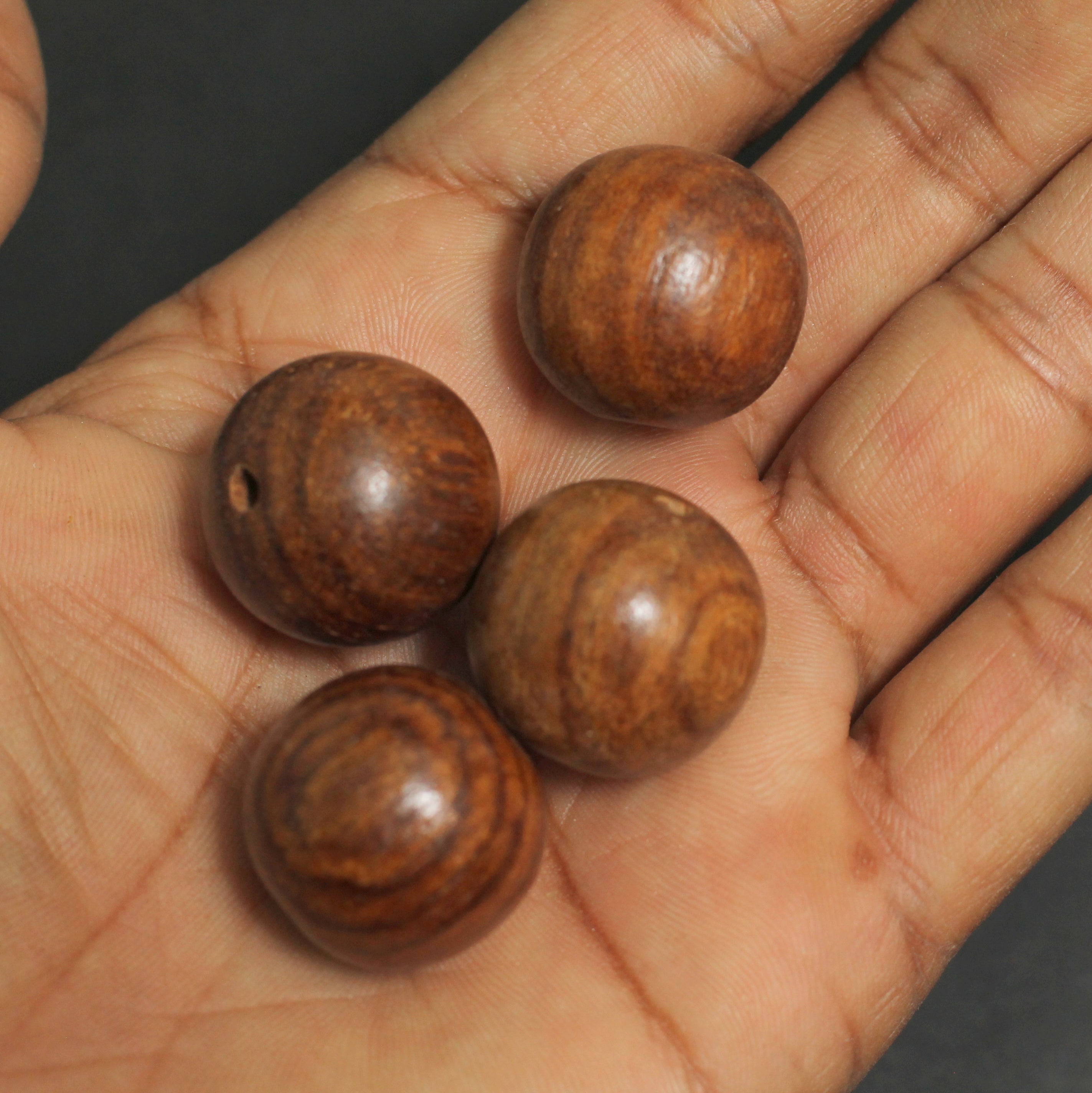 20mm Linear Brown Color Wooden Round Beads
