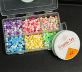 600 Pcs, 6mm Acrylic Beads Mix Color DIY Kit With 10 Mtrs Elastic Thread