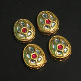 4 Pcs 20x16mm  Kundan Spacer Beads Golden