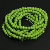 2 String 4X5mm Glass Round Beads Parrot Green