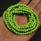 2 String 4X5mm Glass Round Beads Parrot Green