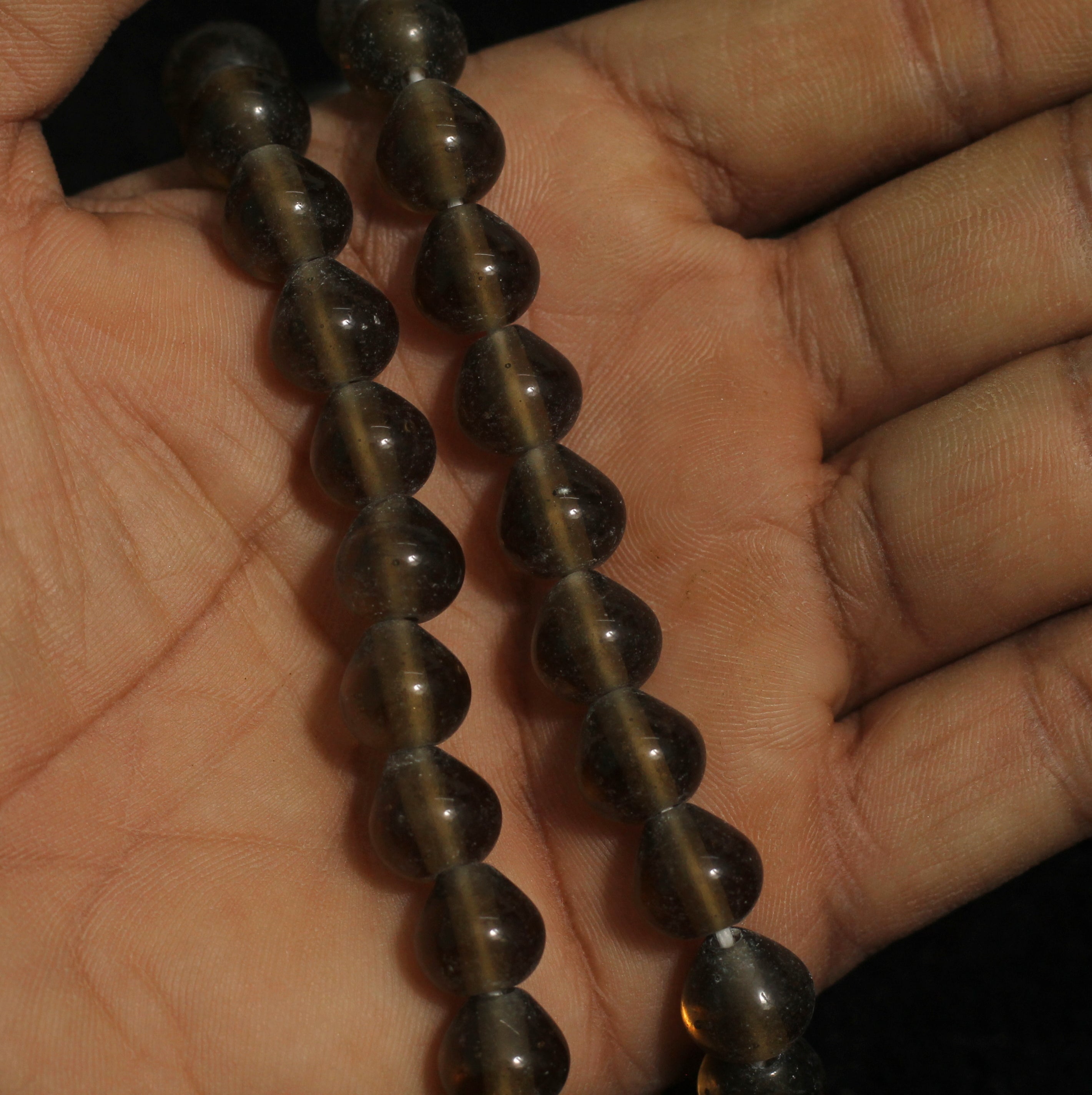 1 String 10mm Glass Drop Beads Topaz
