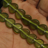 1 String 14X12mm  Glass Heart Beads Parrot Green