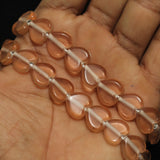 1 String 14X12mm Glass Heart Beads Peach