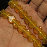 1 String 14X12mm Glass Heart Beads Yellow