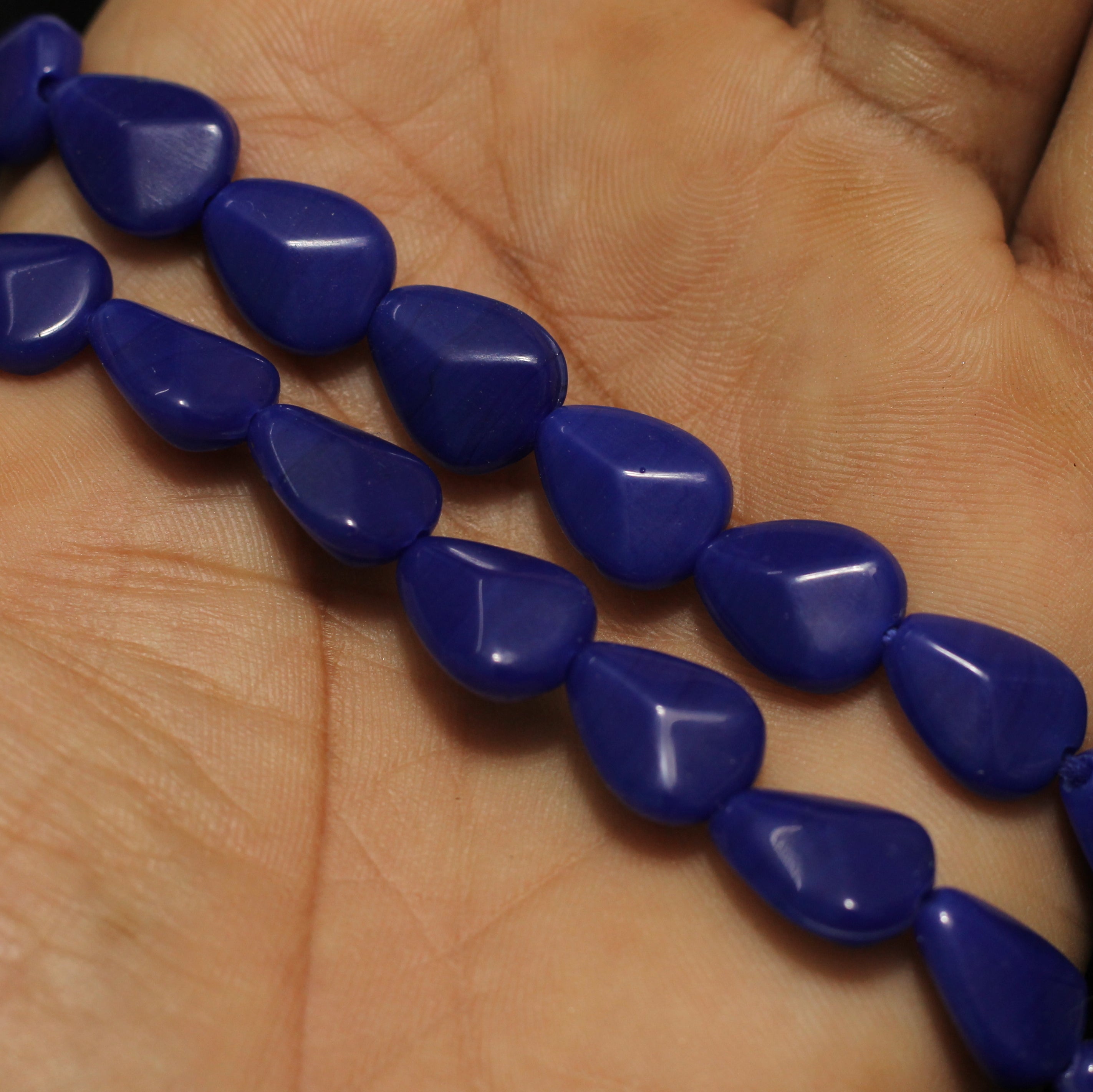 1 String 13X11mm Glass Drop Beads Blue