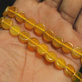 1 String 10mm Glass Window Metallic Disc Beads Yellow