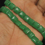 1 String 10mm Glass Square Beads Green