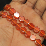1 String 10mm Glass Window Metallic Disc Beads Orange