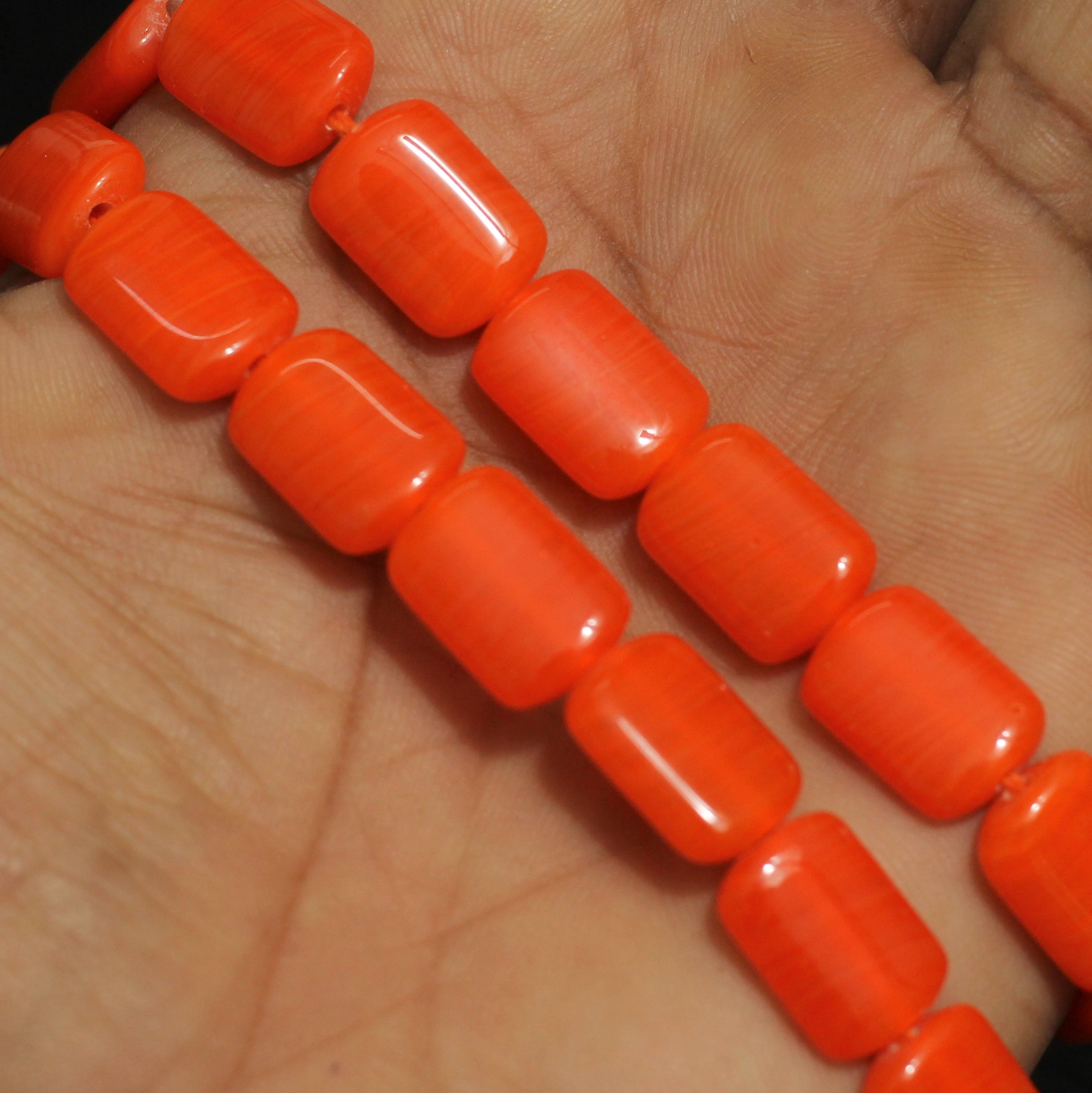 1 String 15X10mm Glass Rectangle Beads Orange