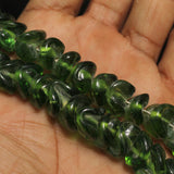 1 string 12mm Twisty Glass Beads Green
