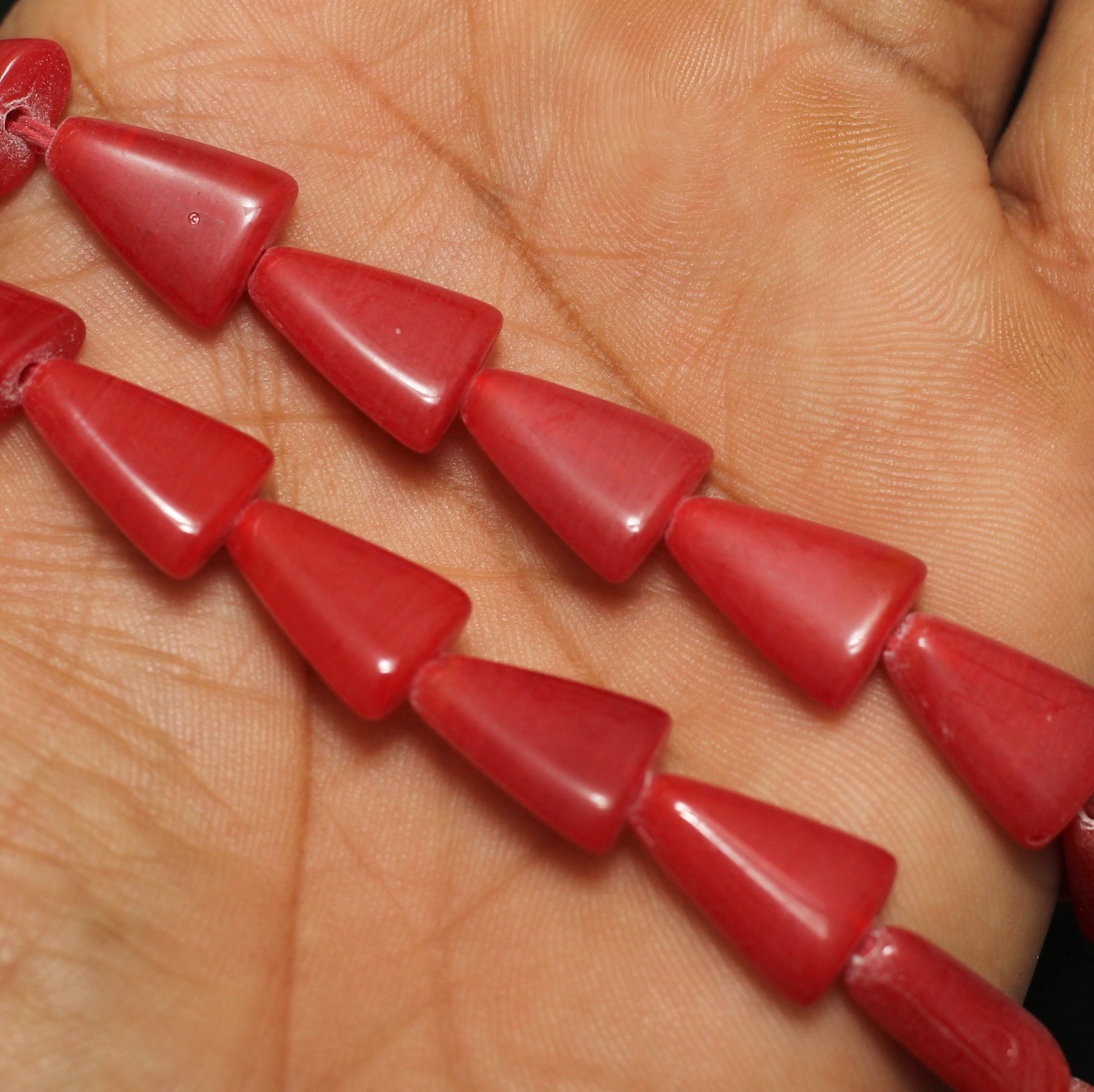 1 String 15X11mm Glass Tikona Beads Red