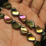1 String 17X12mm Glass Fire Polish Heart Beads Golden