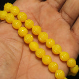 1 String 10mm Glass Kharbooja Beads Yellow