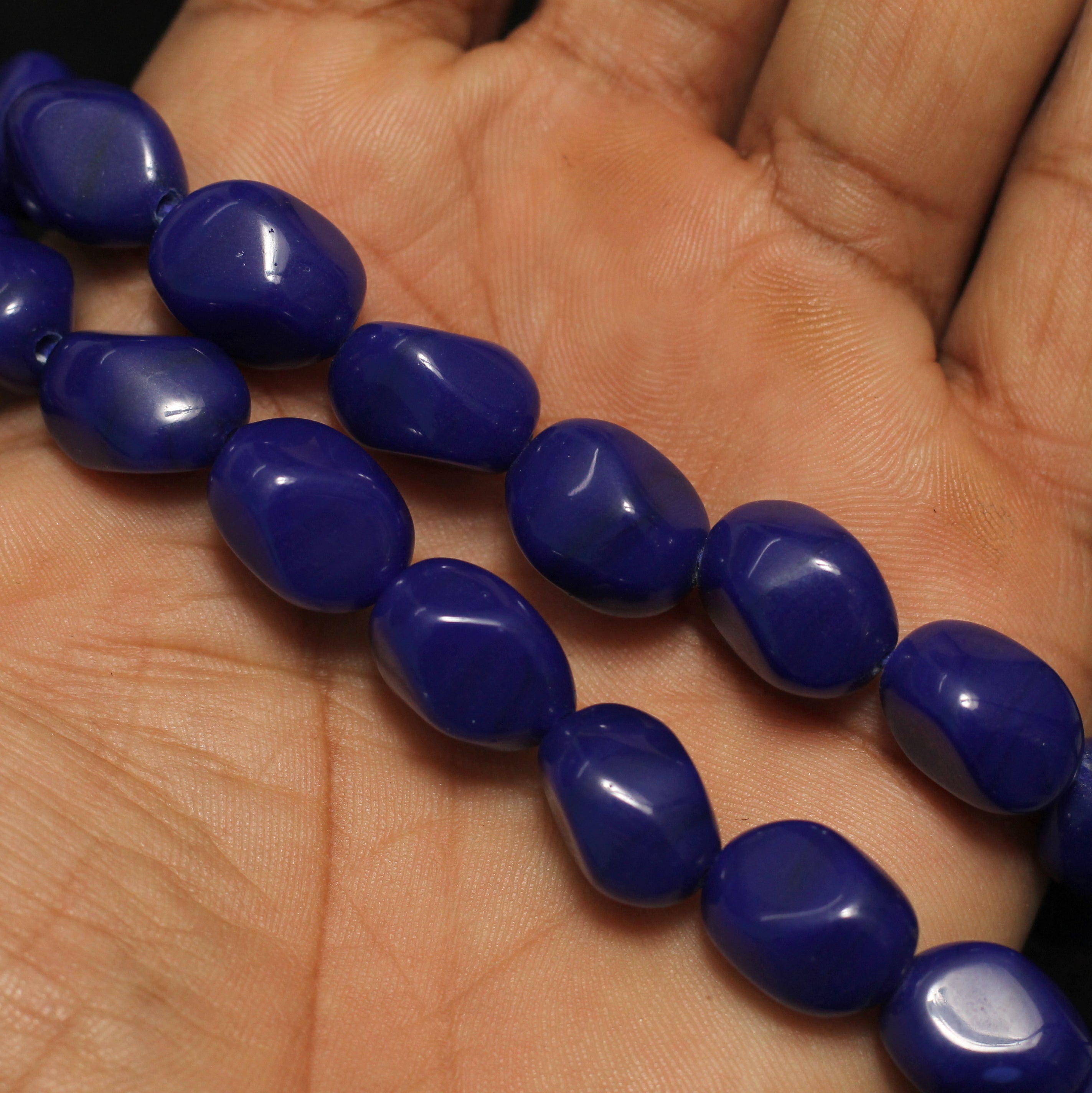 1 String 16X12mm Glass Tumble Beads Blue