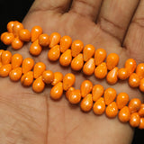 1 String 6X9mm orange luster glass Drop beads