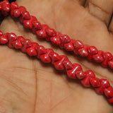 1 String 9X5mm Red Luster glass Bamboo beads