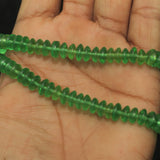 1 String 8X4mm Glass Beads Donut Shape Green