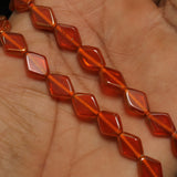 1 String 11X8mm Window Metallic Lining Flat Diamond Beads Orange
