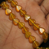1 String 10mm Window Metallic Lining Heart Beads Yellow