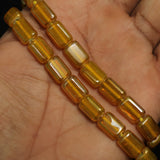 1 String 12X9mm  Window Metallic Lining Flat Rectangle Beads Yellow