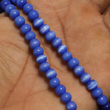 1 String 6mm Cat's Eye Round Beads Blue