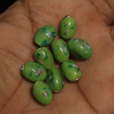 50 Pcs 15x12mm Millefiori Oval Beads Green