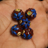 20 Pcs 15mm Takkar Work Round Beads  Multicolor