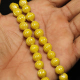 10mm Kharbooja Glass Beads Yellow