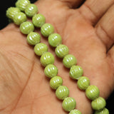 10mm Kharbooja Glass Beads Peridot