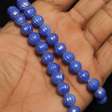 10mm Kharbooja Glass Beads Dark Blue